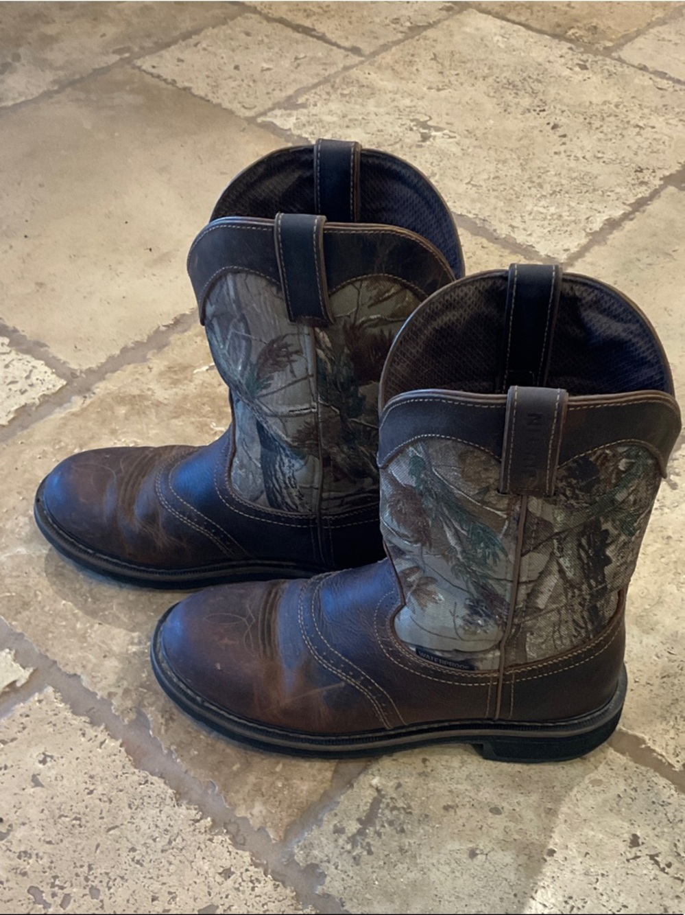 Men's Brown Camouflage Western Work Boots Justin